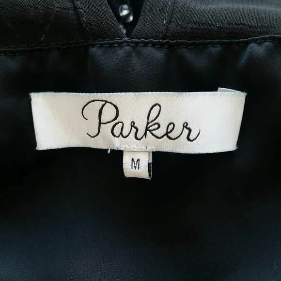 Parker 100% Silk Black Sequin Beaded Mini Dress size Medium - Picture 9 of 13